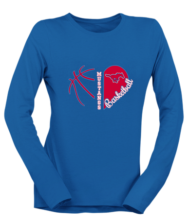 Grapevine Mustangs Heart Basketball Women's Premium LS T-Shirt