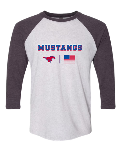Pearce Mustangs Team Colors Flag Men's Baseball T-Shirt