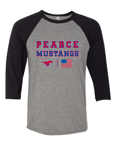 Pearce Mustangs Spirit Flag Men's Baseball T-Shirt