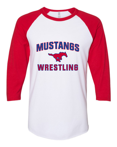 Pearce Mustangs Wrestling Men's Baseball T-Shirt