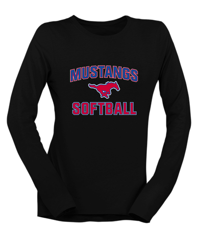 Pearce Mustangs Softball #1 Women's LS T-Shirt