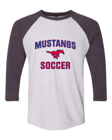 Pearce Mustangs Soccer #1 Women's Baseball T-Shirt