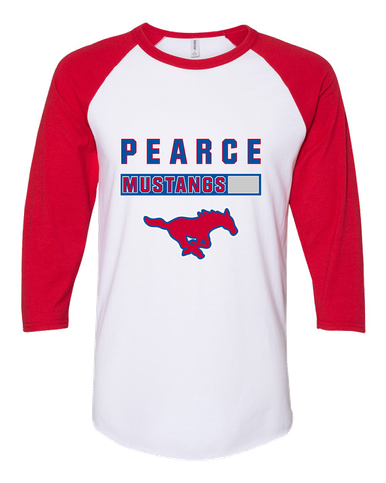 Pearce Mustangs Mascot #7 Women's Baseball T-Shirt