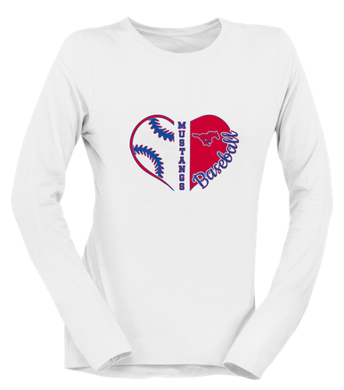 Pearce Mustangs Heart Baseball Women's Premium LS T-Shirt