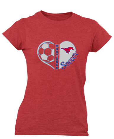 Pearce Mustangs Heart Soccer Women's SS T-Shirt