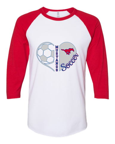 Pearce Mustangs Heart Soccer Women's Baseball T-Shirt
