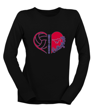 Pearce Mustangs Heart Volleyball Women's Premium LS T-Shirt