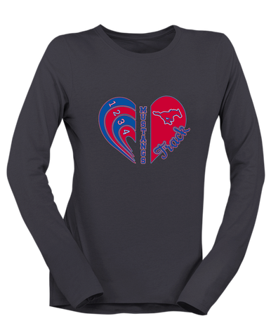Pearce Mustangs Heart Track Women's LS T-Shirt