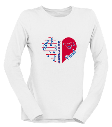 Pearce Mustangs Heart Band Women's LS T-Shirt