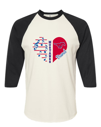 Pearce Mustangs Heart Band Women's Baseball T-Shirt