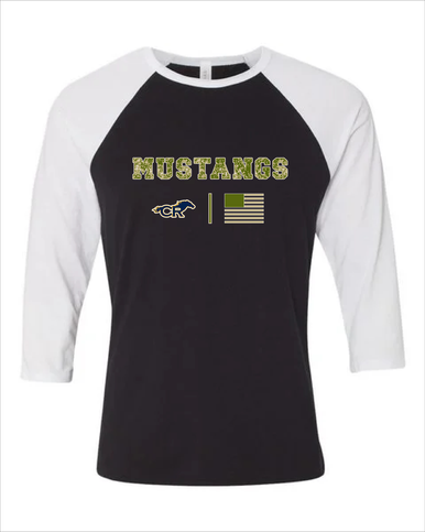 Cypress Ranch Mustangs Camo Flag Women's Baseball T-Shirt