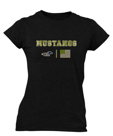 Cypress Ranch Mustangs Camo Flag Women's Premium SS T-Shirt