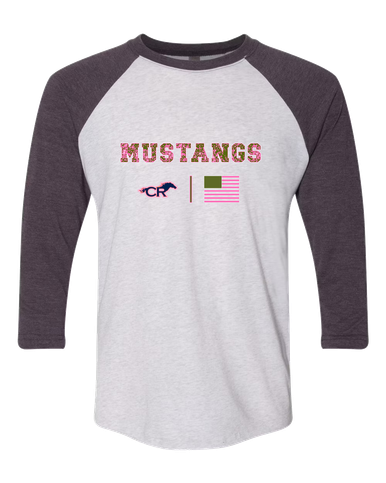 Cypress Ranch Mustangs Pink Camo Flag Women's Baseball T-Shirt
