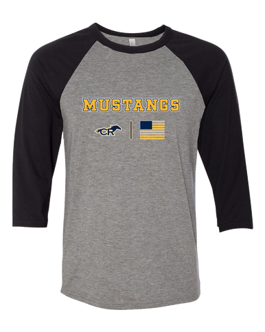 Cypress Ranch Mustangs Team Colors Flag Women's Baseball T-Shirt