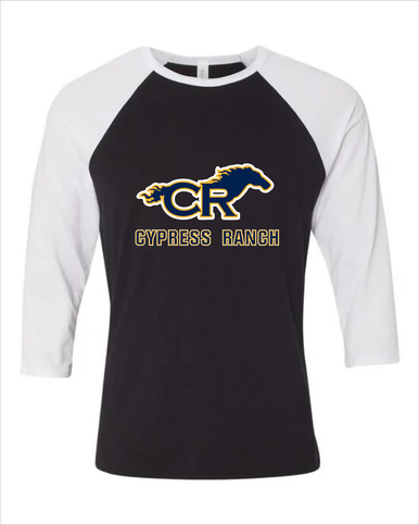 Cypress Ranch Mustangs Mascot #2 Women's Baseball T-Shirt