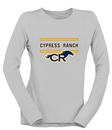 Cypress Ranch Mustangs Mascot #4 Women's LS T-Shirt