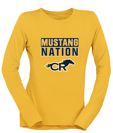Cypress Ranch Mustangs Nation #1 Women's LS T-Shirt