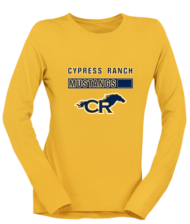 Cypress Ranch Mustangs Mascot #7 Women's LS T-Shirt