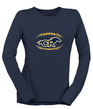 Cypress Ranch Mustangs Football #3 Women's Premium LS T-Shirt