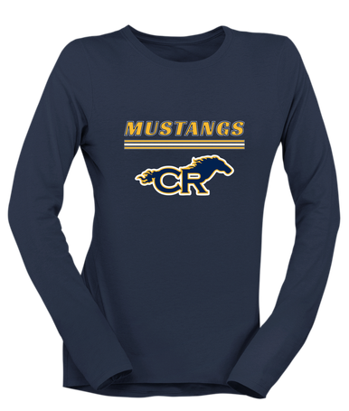 Cypress Ranch Mustangs Mascot #8 Women's LS T-Shirt