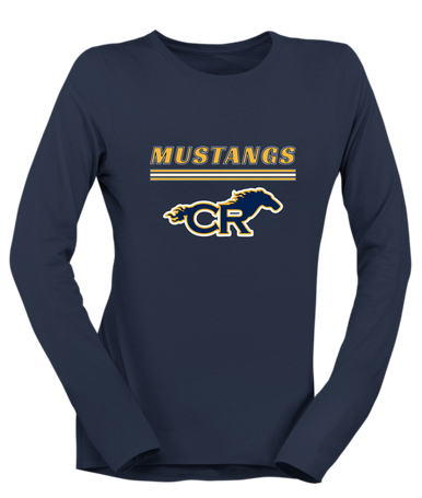 Cypress Ranch Mustangs Mascot #8 Women's Premium LS T-Shirt
