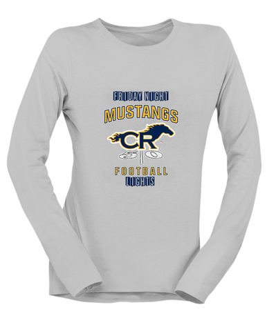 Cypress Ranch Mustangs Football #6 Women's LS T-Shirt