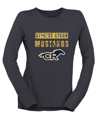 Cypress Ranch Mustangs Mascot #9 Women's Premium LS T-Shirt