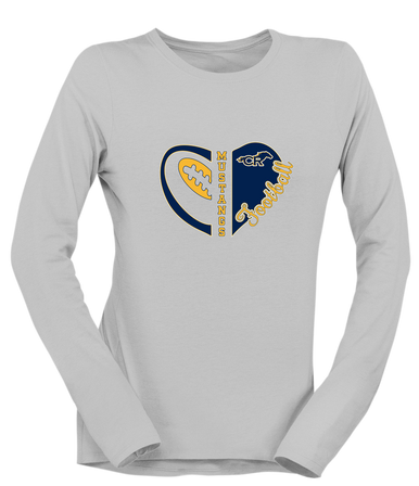 Cypress Ranch Mustangs Heart Football Women's LS T-Shirt