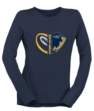 Cypress Ranch Mustangs Heart Football Women's Premium LS T-Shirt