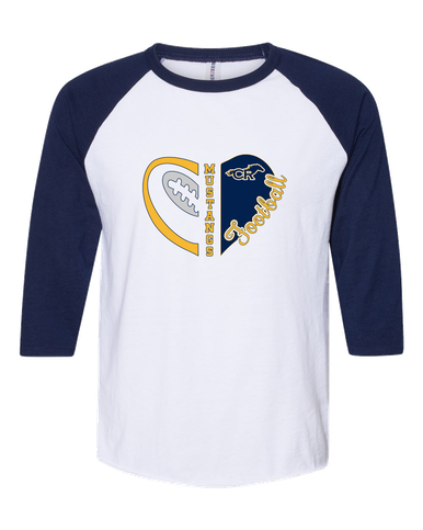 Cypress Ranch Mustangs Heart Football Women's Baseball T-Shirt