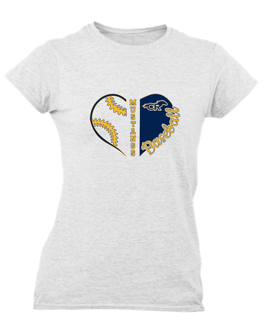 Cypress Ranch Mustangs Heart Baseball Women's SS T-Shirt