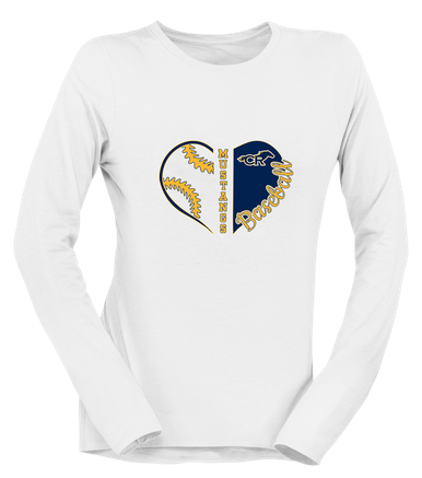 Cypress Ranch Mustangs Heart Baseball Women's LS T-Shirt
