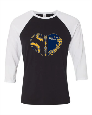 Cypress Ranch Mustangs Heart Baseball Women's Baseball T-Shirt