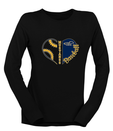 Cypress Ranch Mustangs Heart Baseball Women's Premium LS T-Shirt