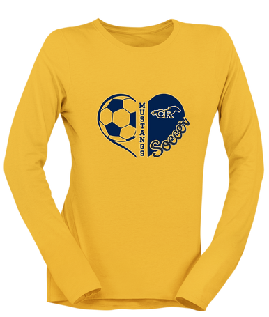 Cypress Ranch Mustangs Heart Soccer Women's LS T-Shirt