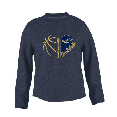 Cypress Ranch Mustangs Heart Basketball Women's Sweatshirt