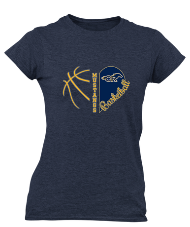 Cypress Ranch Mustangs Heart Basketball Women's SS T-Shirt