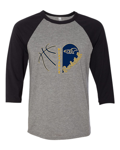 Cypress Ranch Mustangs Heart Basketball Women's Baseball T-Shirt
