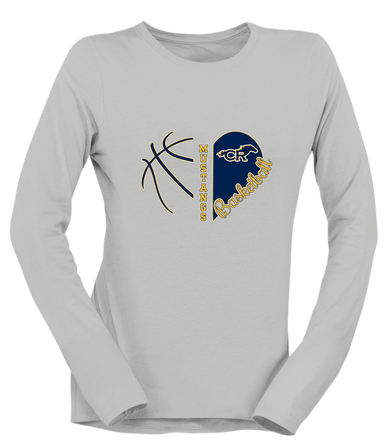 Cypress Ranch Mustangs Heart Basketball Women's Premium LS T-Shirt