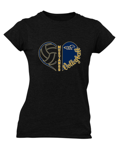 Cypress Ranch Mustangs Heart Volleyball Women's SS T-Shirt