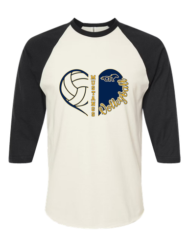 Cypress Ranch Mustangs Heart Volleyball Women's Baseball T-Shirt