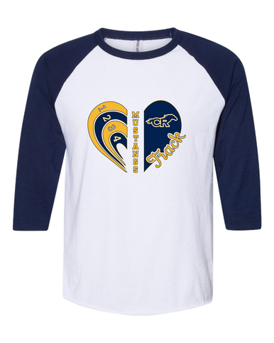 Cypress Ranch Mustangs Heart Track Women's Baseball T-Shirt