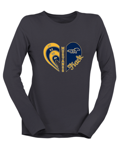 Cypress Ranch Mustangs Heart Track Women's LS T-Shirt