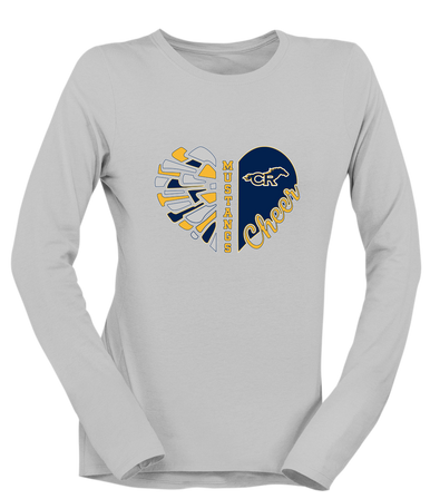 Cypress Ranch Mustangs Heart Cheer Women's LS T-Shirt