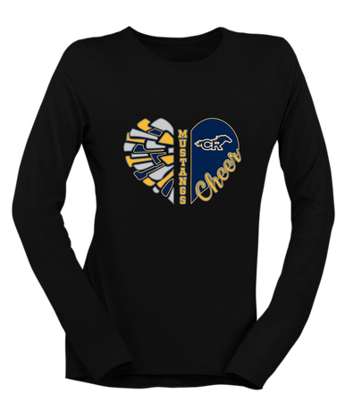 Cypress Ranch Mustangs Heart Cheer Women's Premium LS T-Shirt