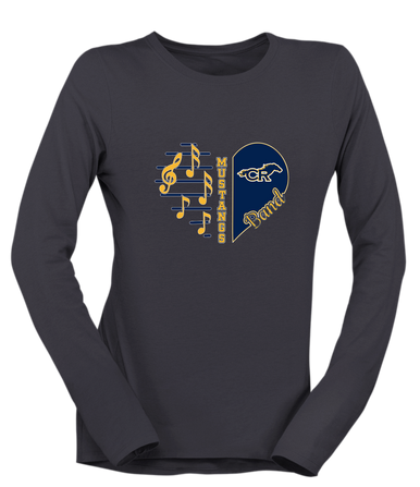 Cypress Ranch Mustangs Heart Band Women's Premium LS T-Shirt