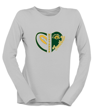 San Marin Mustangs Heart Football Women's LS T-Shirt