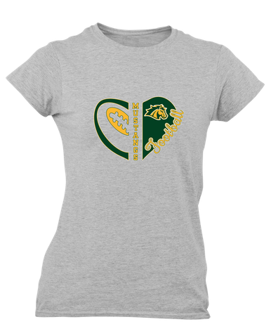 San Marin Mustangs Heart Football Women's SS T-Shirt