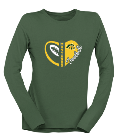 San Marin Mustangs Heart Football Women's Premium LS T-Shirt