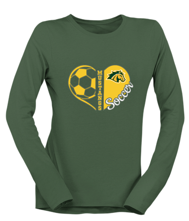San Marin Mustangs Heart Soccer Women's LS T-Shirt